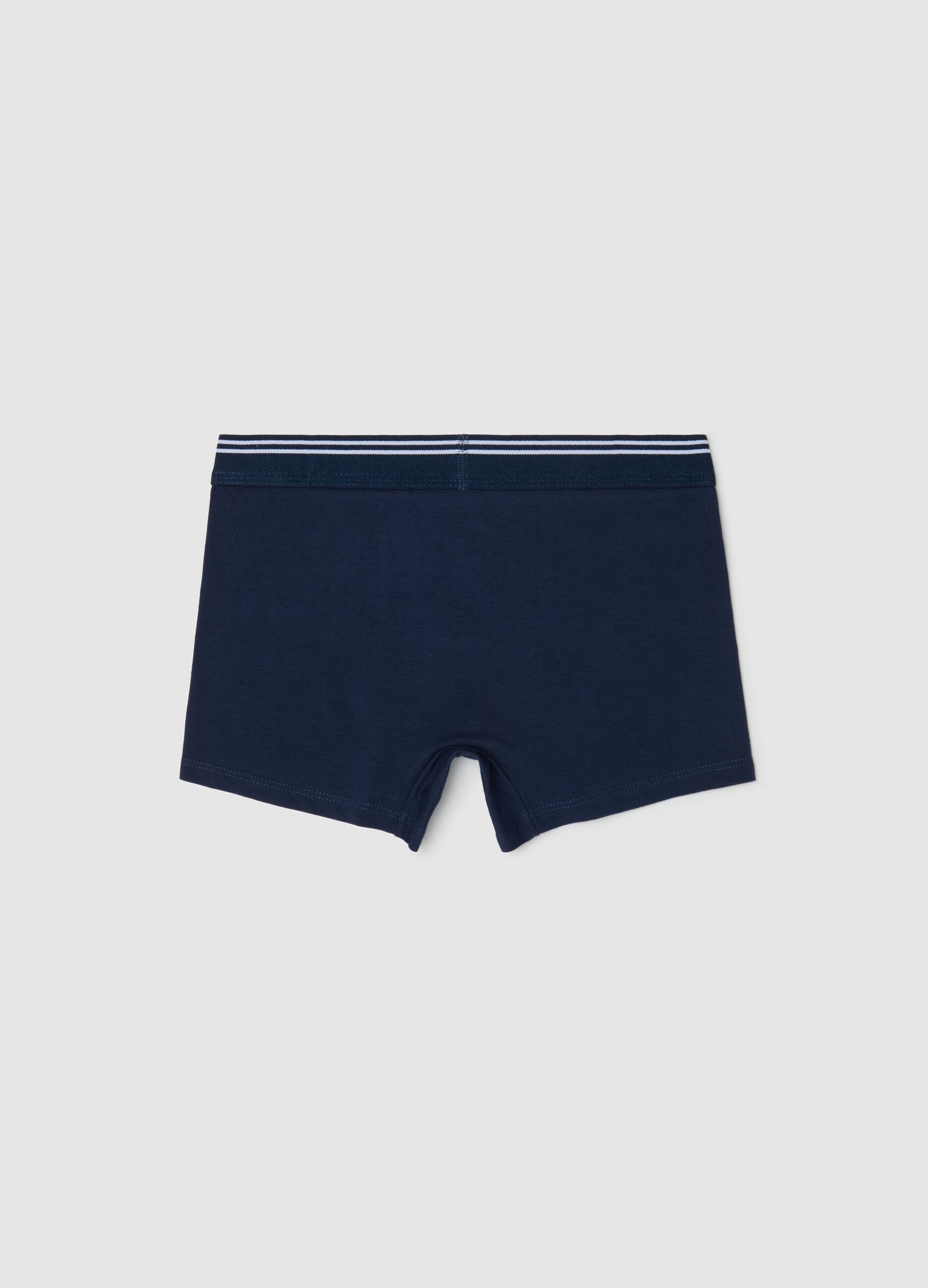 Stretch cotton boxer shorts with striped detail
