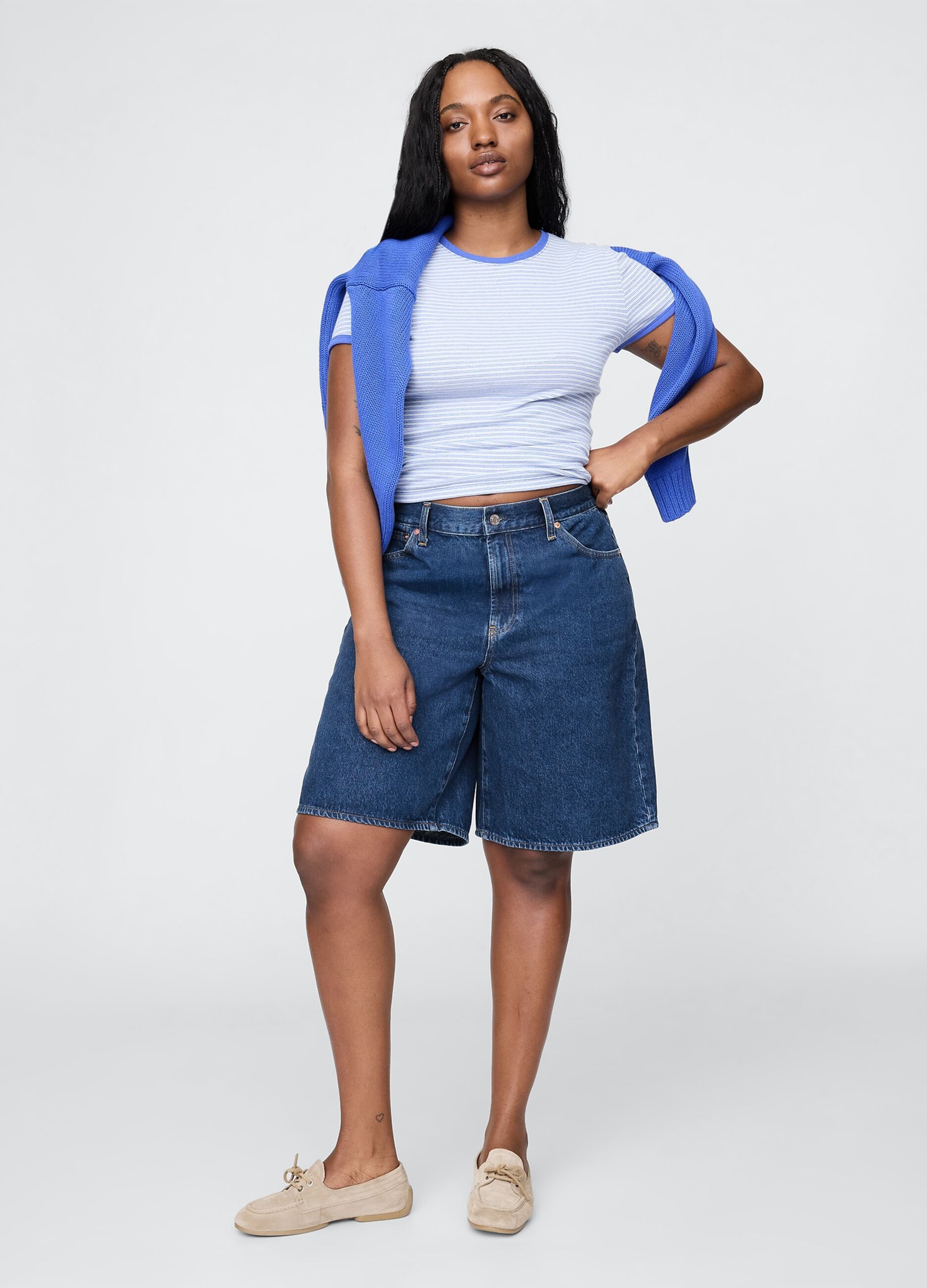 Pantaloncini in denim blu