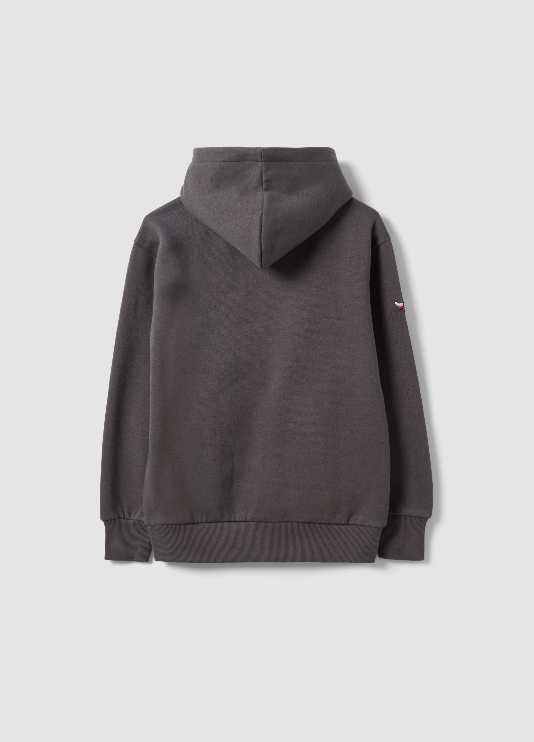 Grey cotton-blend hooded sweatshirt with Chicago Bulls print for boys