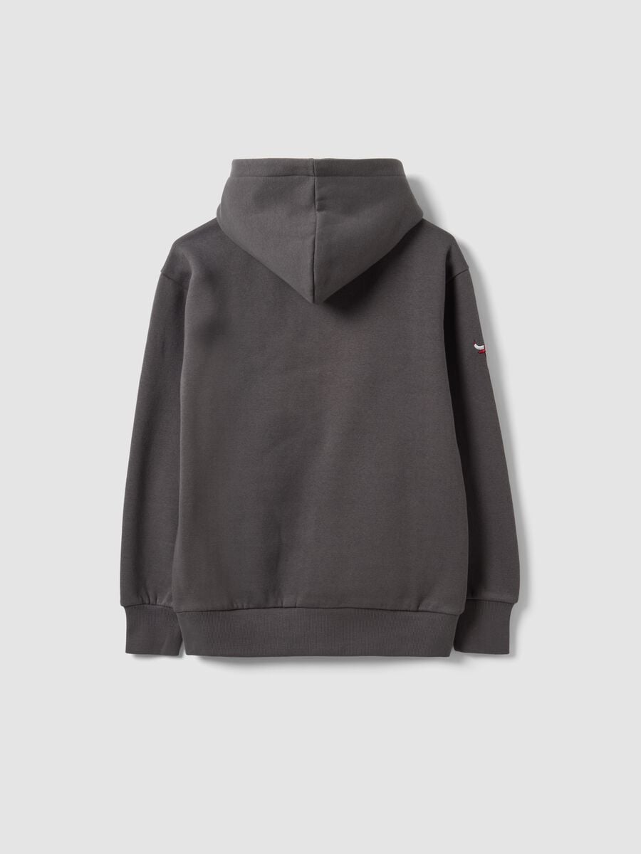 Grey cotton-blend hooded sweatshirt with Chicago Bulls print for boys_1