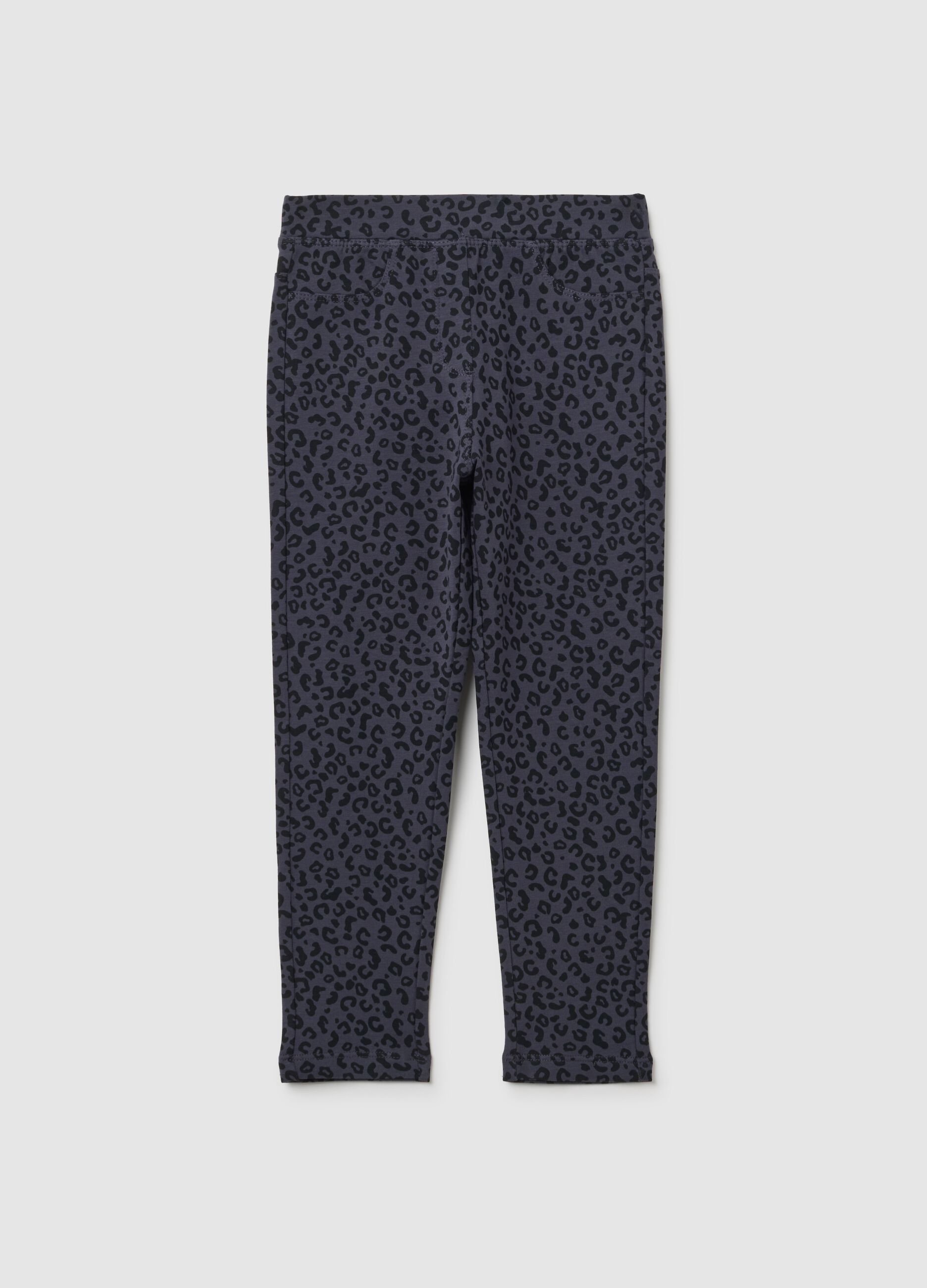 Treggings da bambina in cotone grigi slim fit