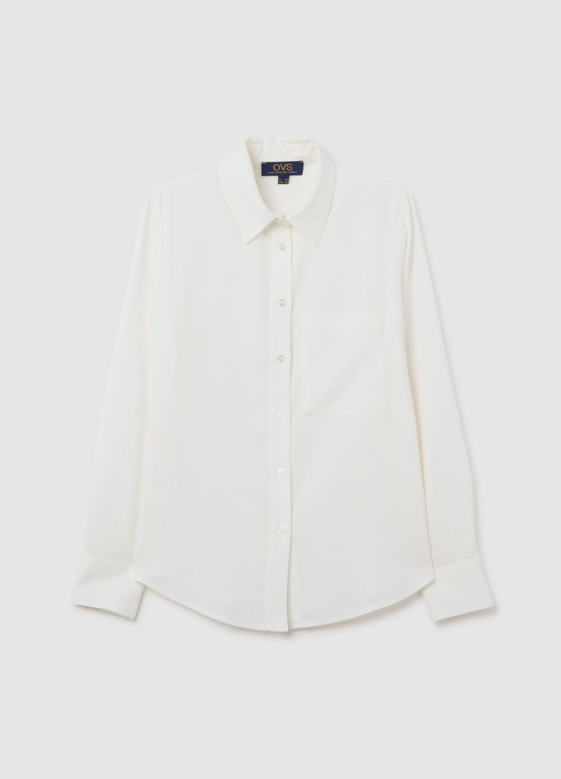 Camicia da donna in misto lino bianca regular fit