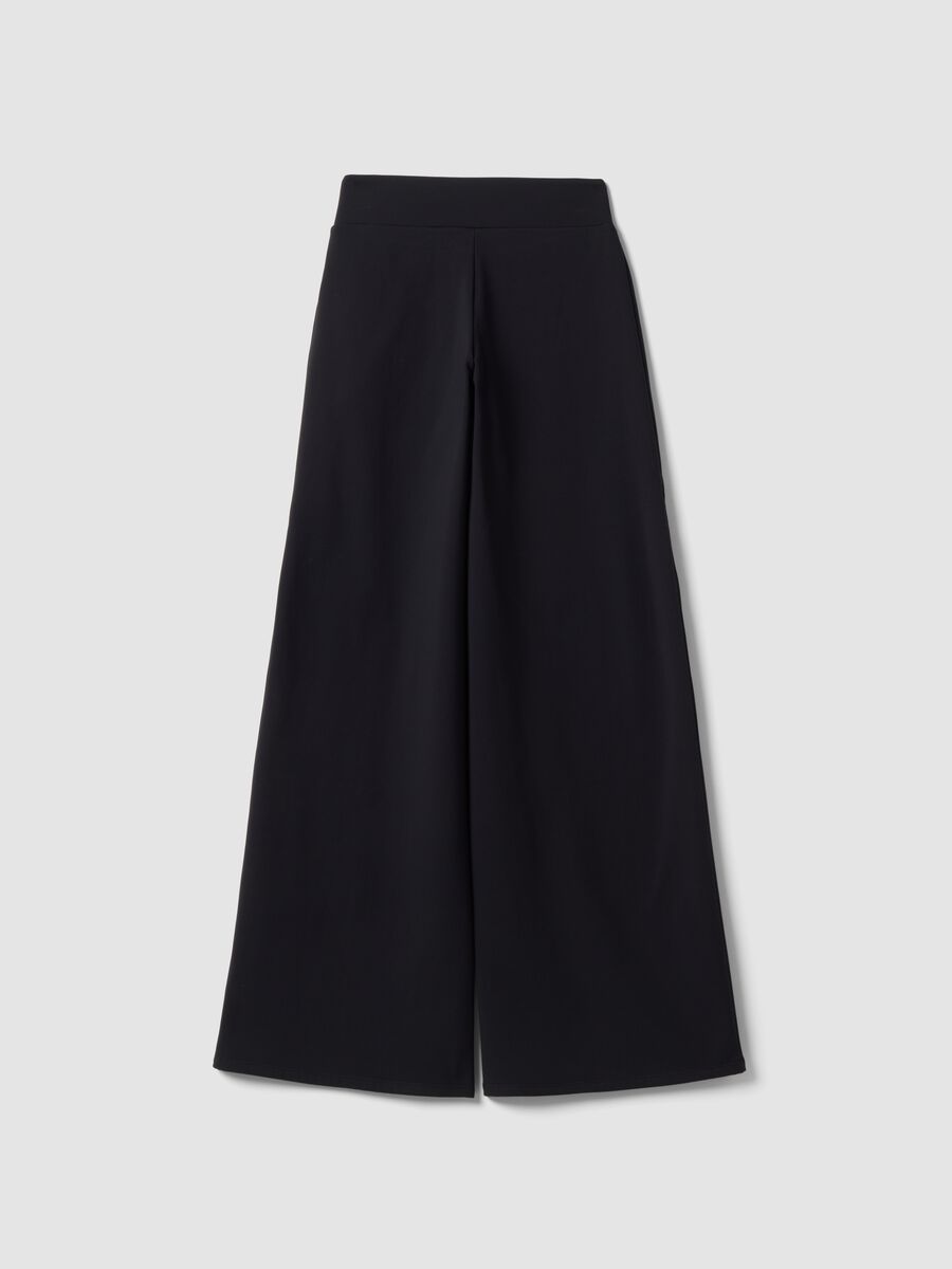 Pantaloni neri wide leg in tessuto elasticizzato ALTAVIA STUDIO_5