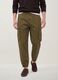 Pantaloni cargo verdi in cotone elasticizzato regular fit_1