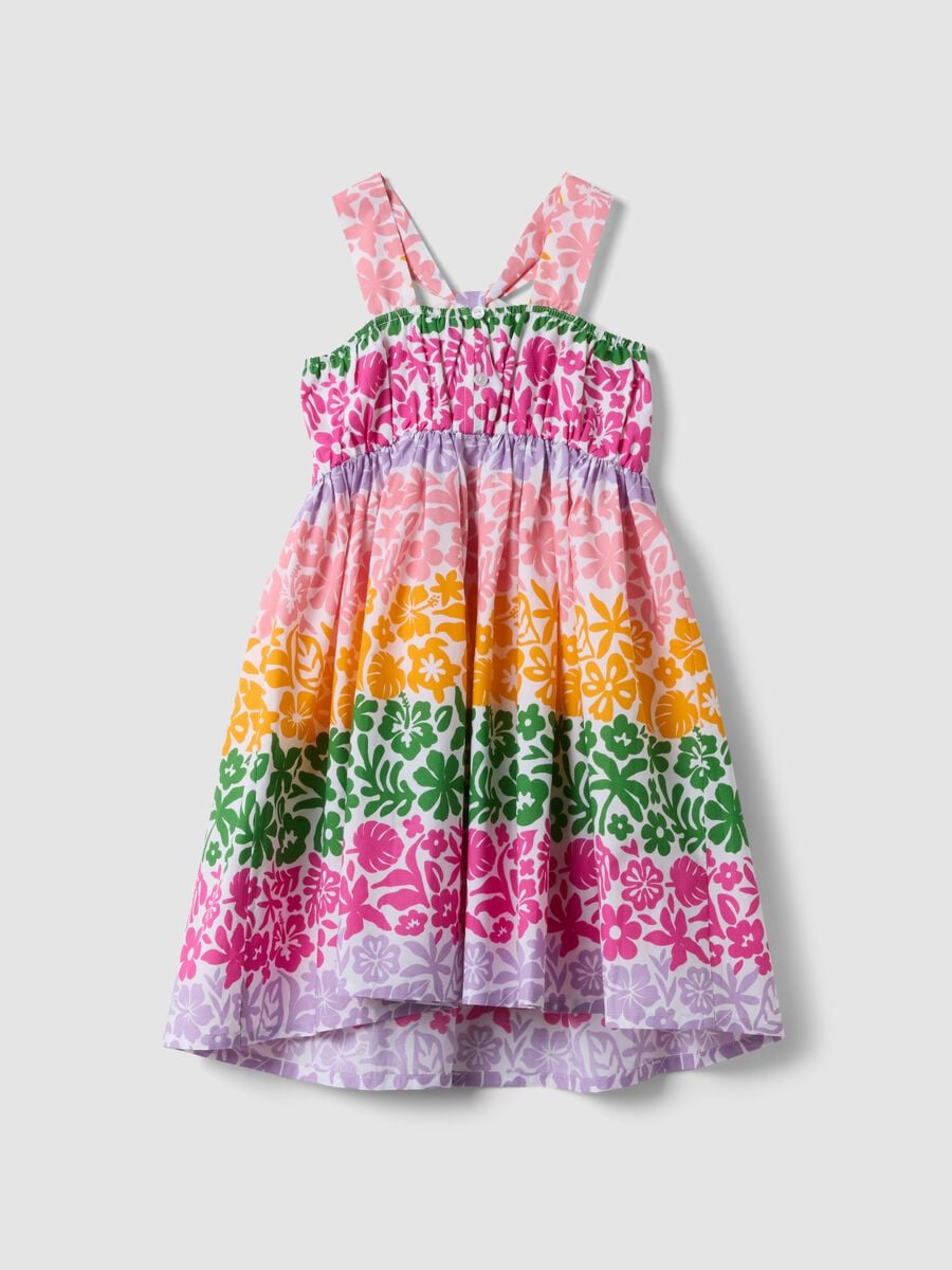 Multicolour pure cotton dress with crossed straps_1