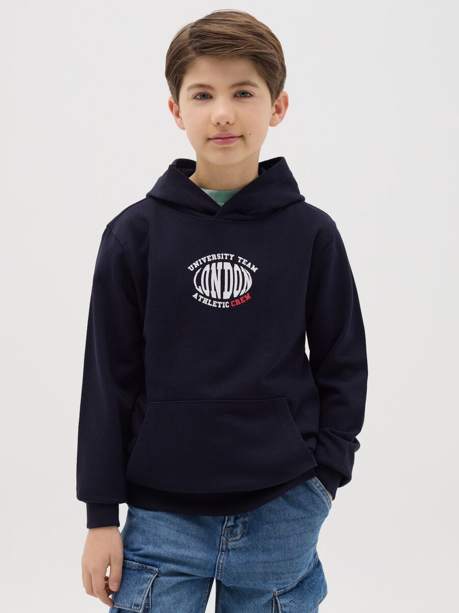 Sweatshirt with hood and "London University Team" print_0