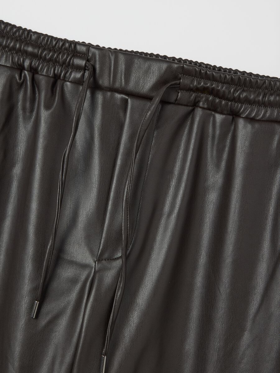 Black Leggings in Mixed Fabric_5