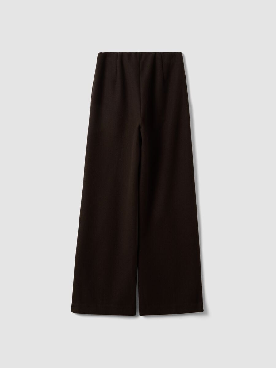 Pantaloni eleganti marroni in misto viscosa baggy fit_2