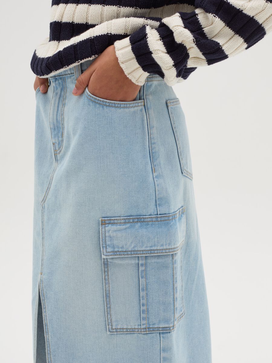 Longuette cargo in denim _3