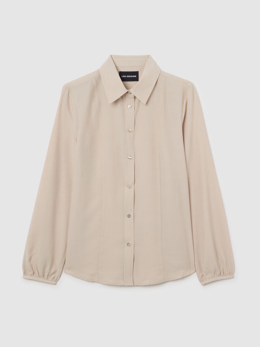 Regular fit beige satin shirt_4