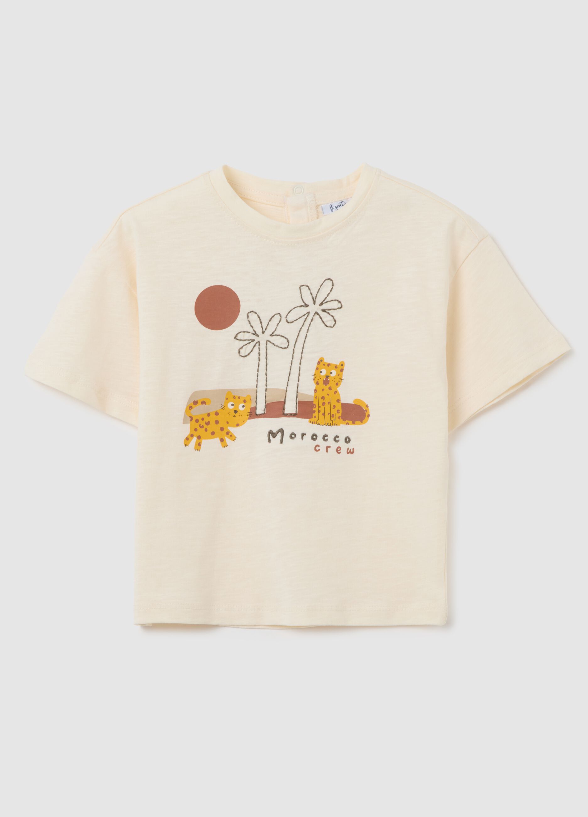 Infant T-shirt in pure beige cotton regular fit