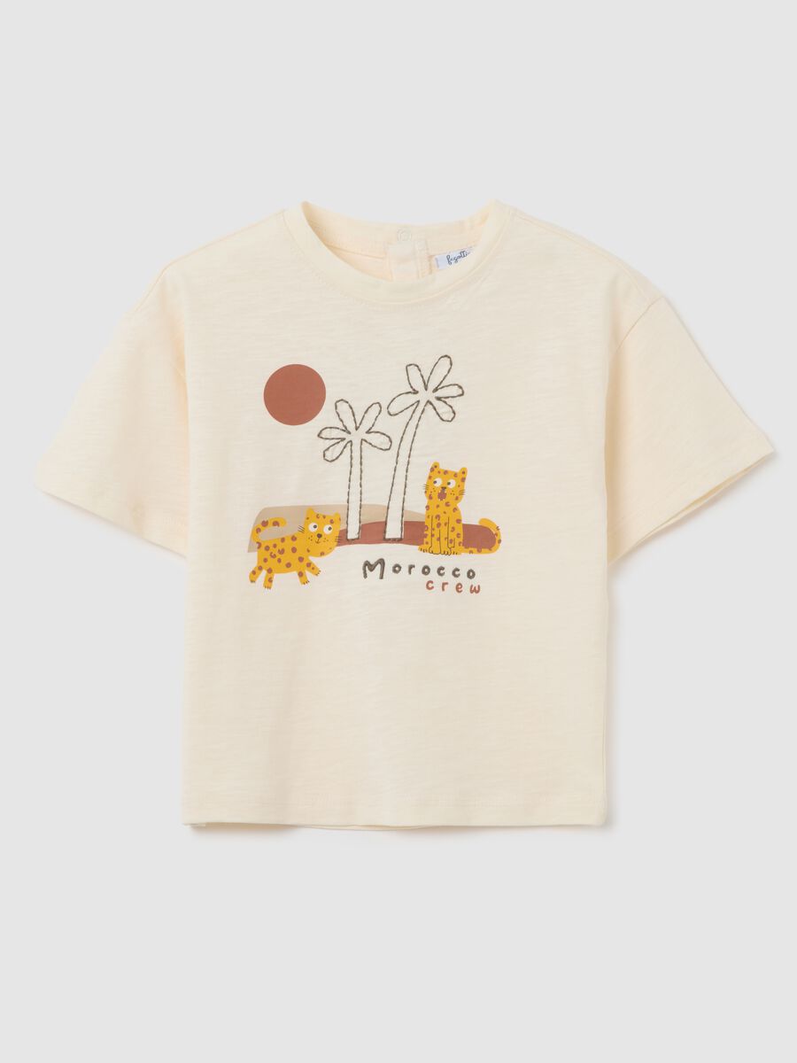 Infant T-shirt in pure beige cotton regular fit_0