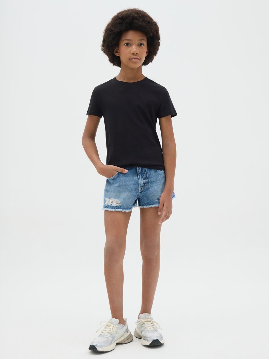 Ripped denim shorts for girls_1