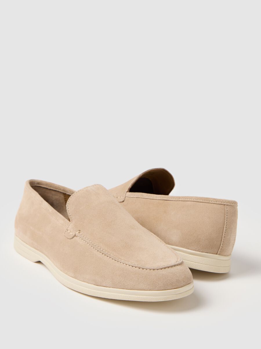 Mocassini da uomo in vera pelle beige_2
