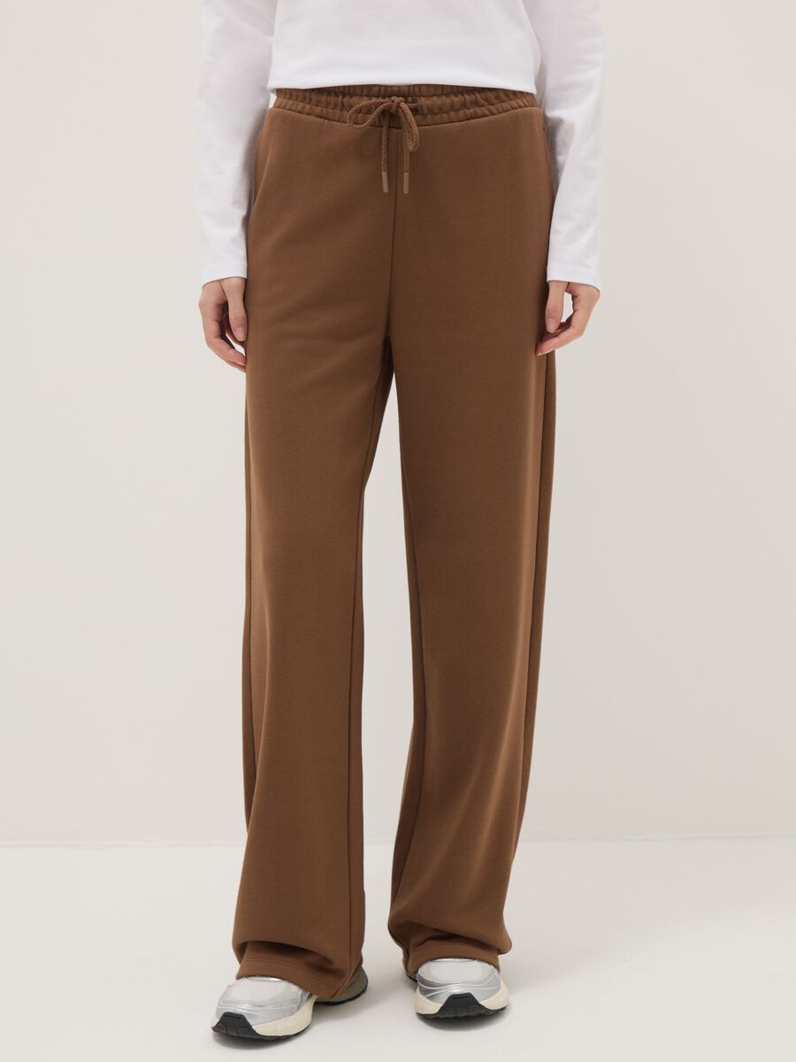 Brown cotton blend joggers regular fit_1