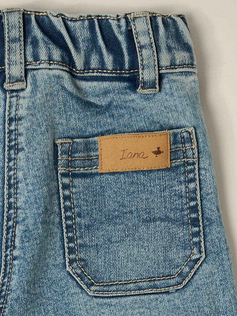 IANA newborn girl trousers in cotton blend denim_2