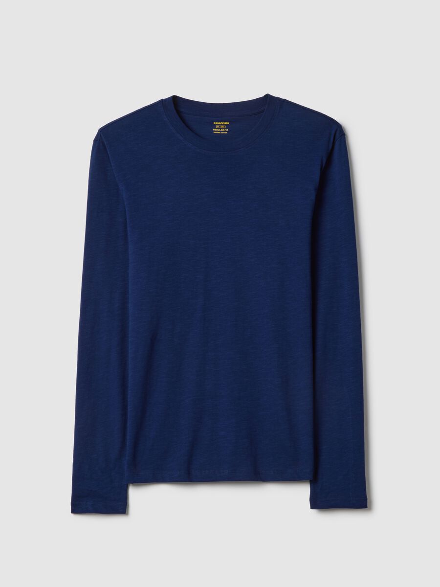 Blue long-sleeve T-shirt in pure cotton, regular fit_4