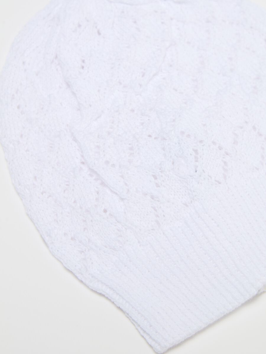 Hat in cotton with openwork weave_1