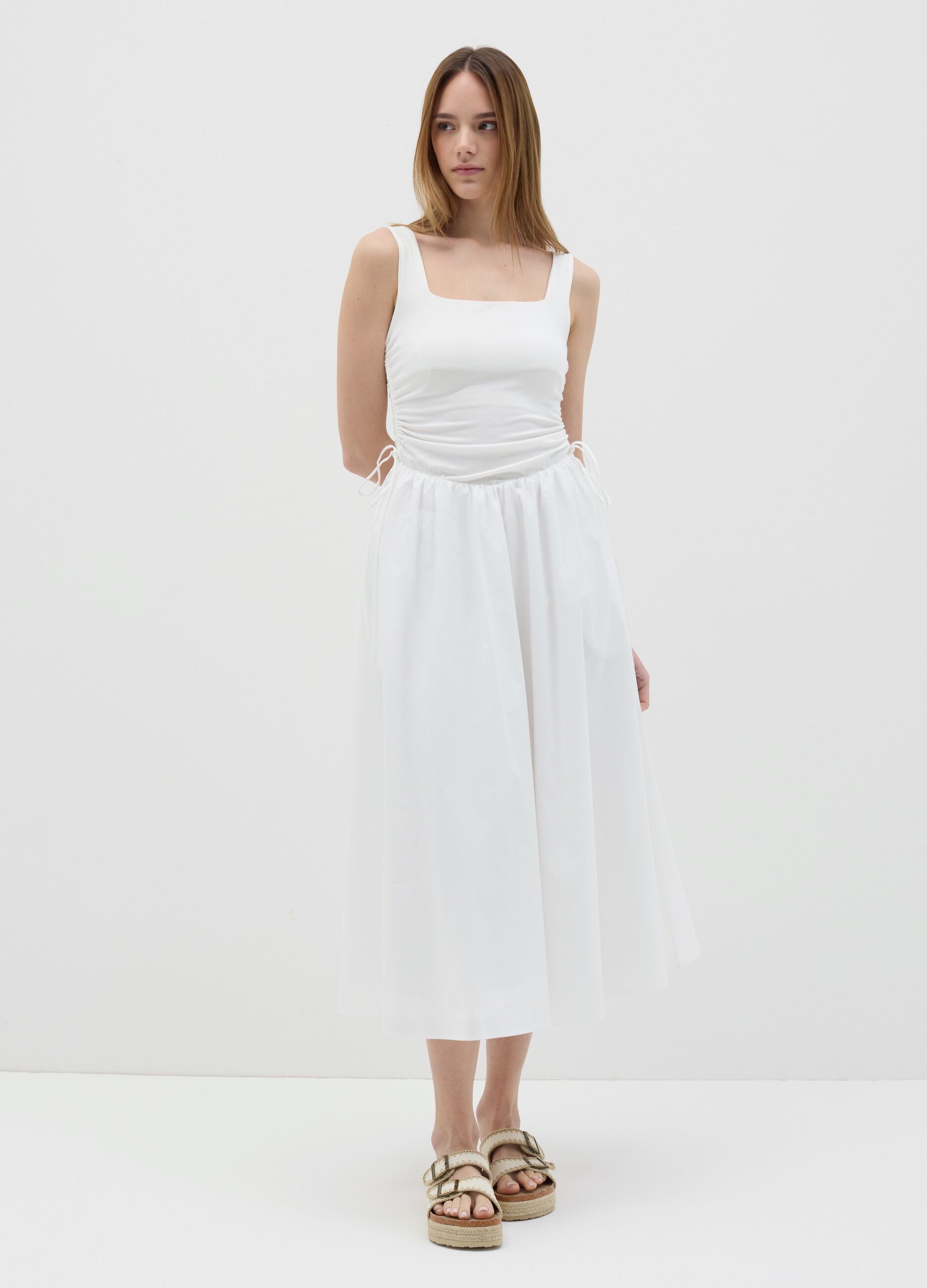Abito lungo da donna in viscosa elasticizzata bianco regular fit