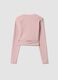 Wrap top rosa in cotone elasticizzato a costine ALTAVIA STUDIO_8