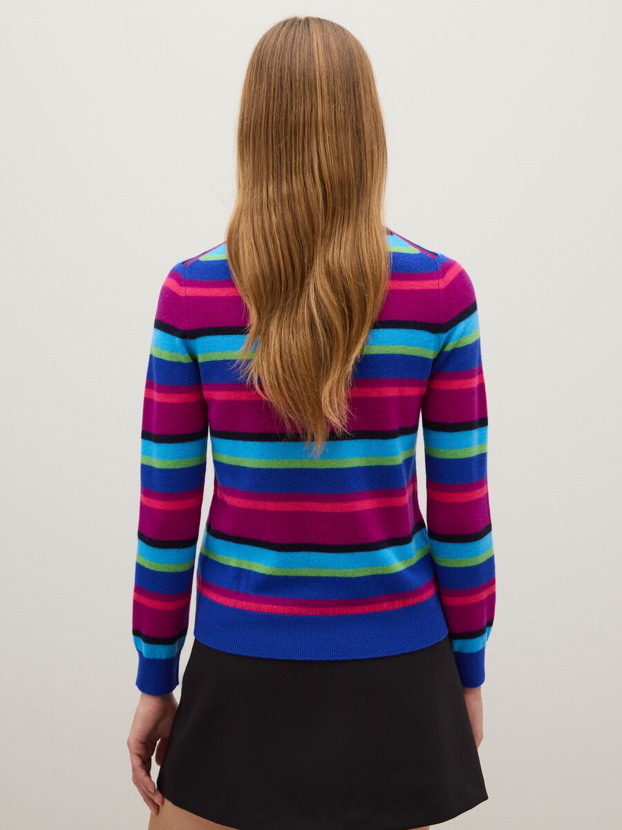 Pure wool jumper with blue and azure stripes, regular fit_3