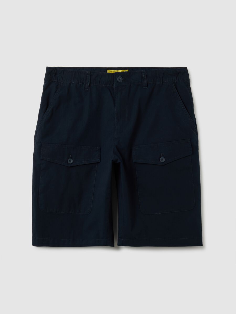 Men's blue cotton Bermuda shorts regular fit_0