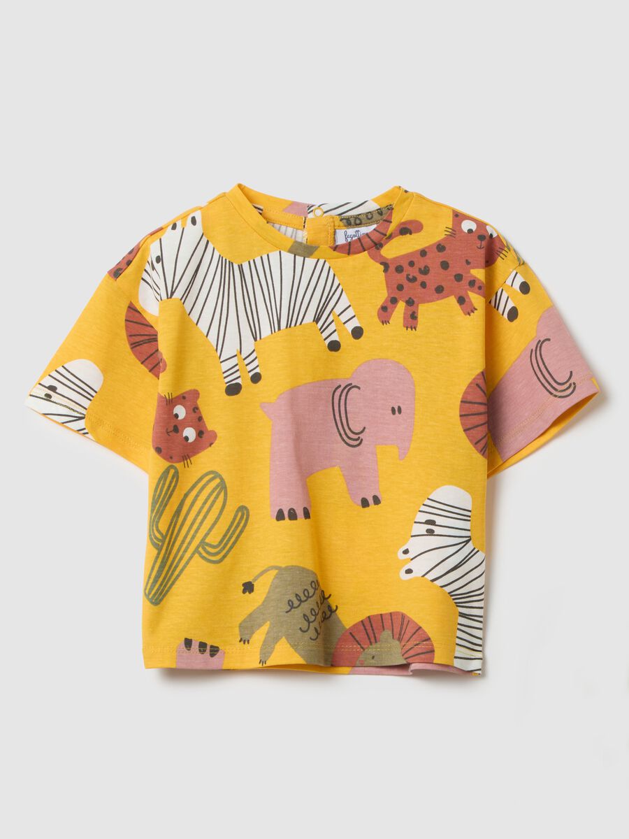 Children's multicolour pure cotton regular fit T-shirt with pattern_0