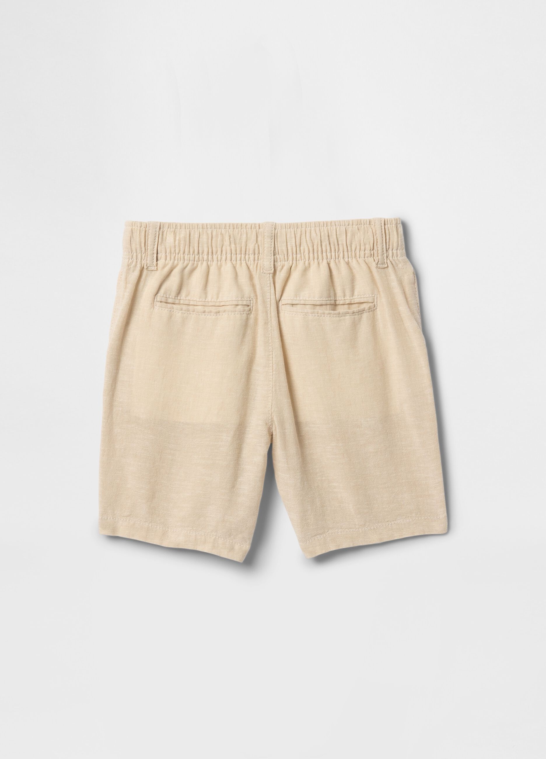 Beige linen and cotton shorts for children