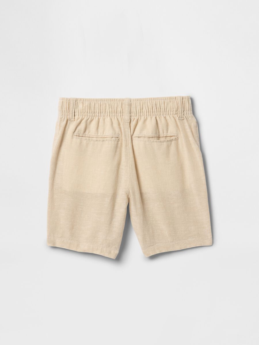 Beige linen and cotton shorts for children_2