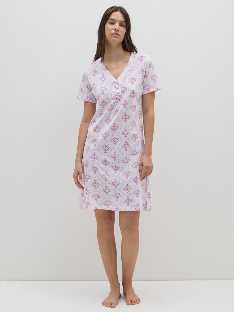 Camicia da notte in puro cotone multicolor_0