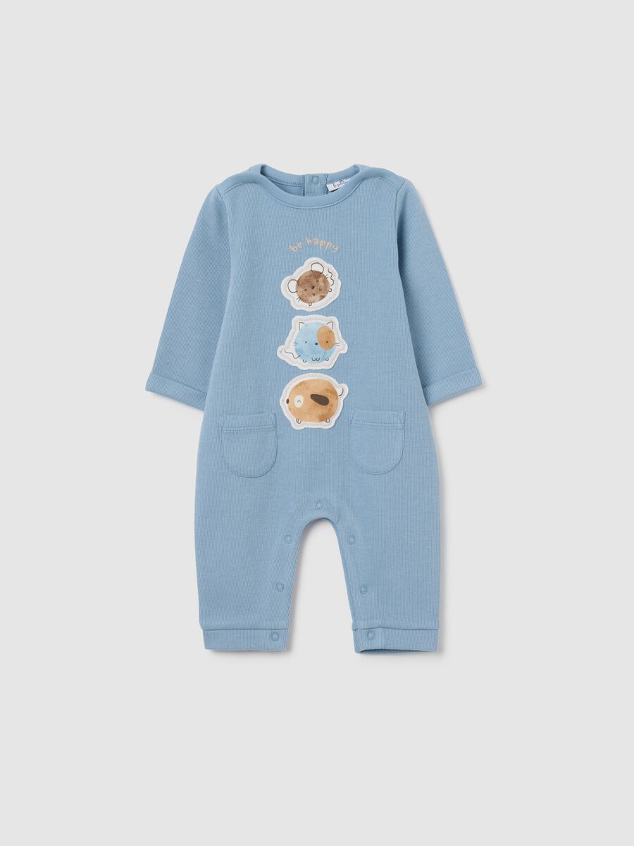 Tutina da neonato in puro cotone azzurra_0