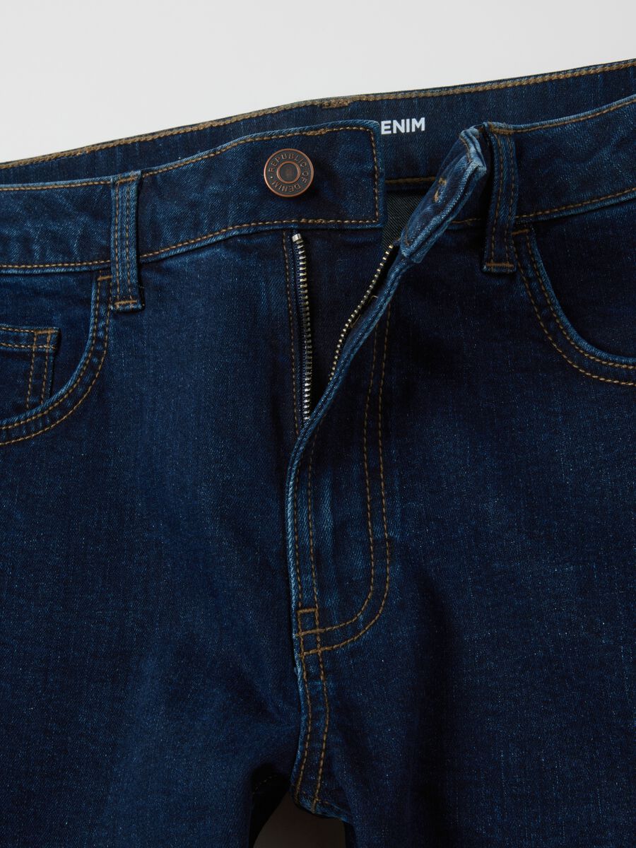 Men's blue denim regular fit jeans_5