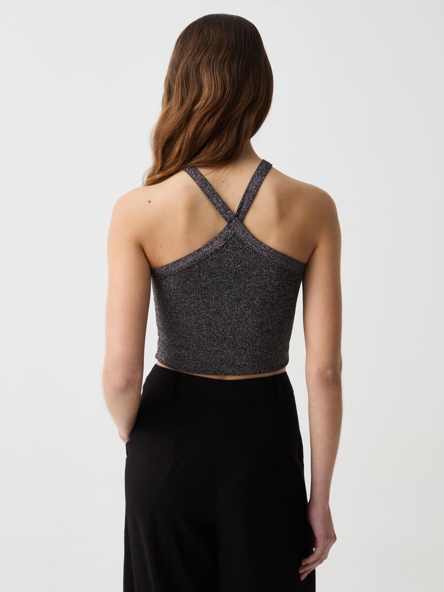 Lurex crop top with crossover straps_2