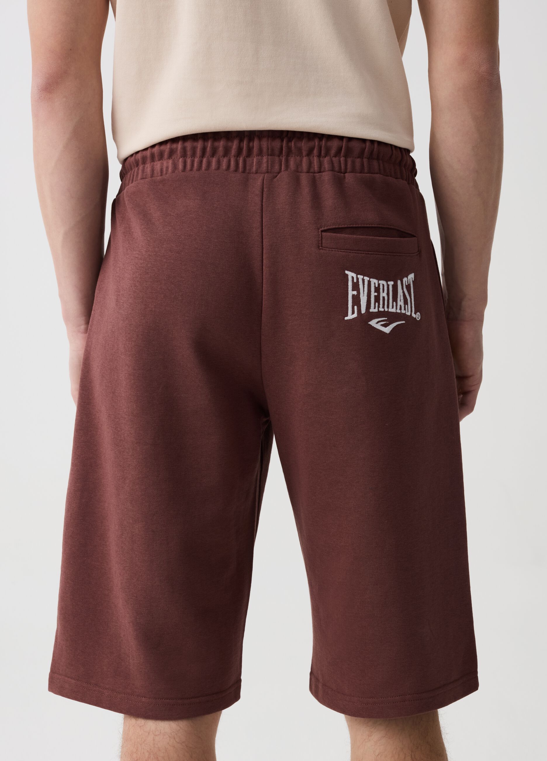 Bermuda joggers with print and logo embroidery
