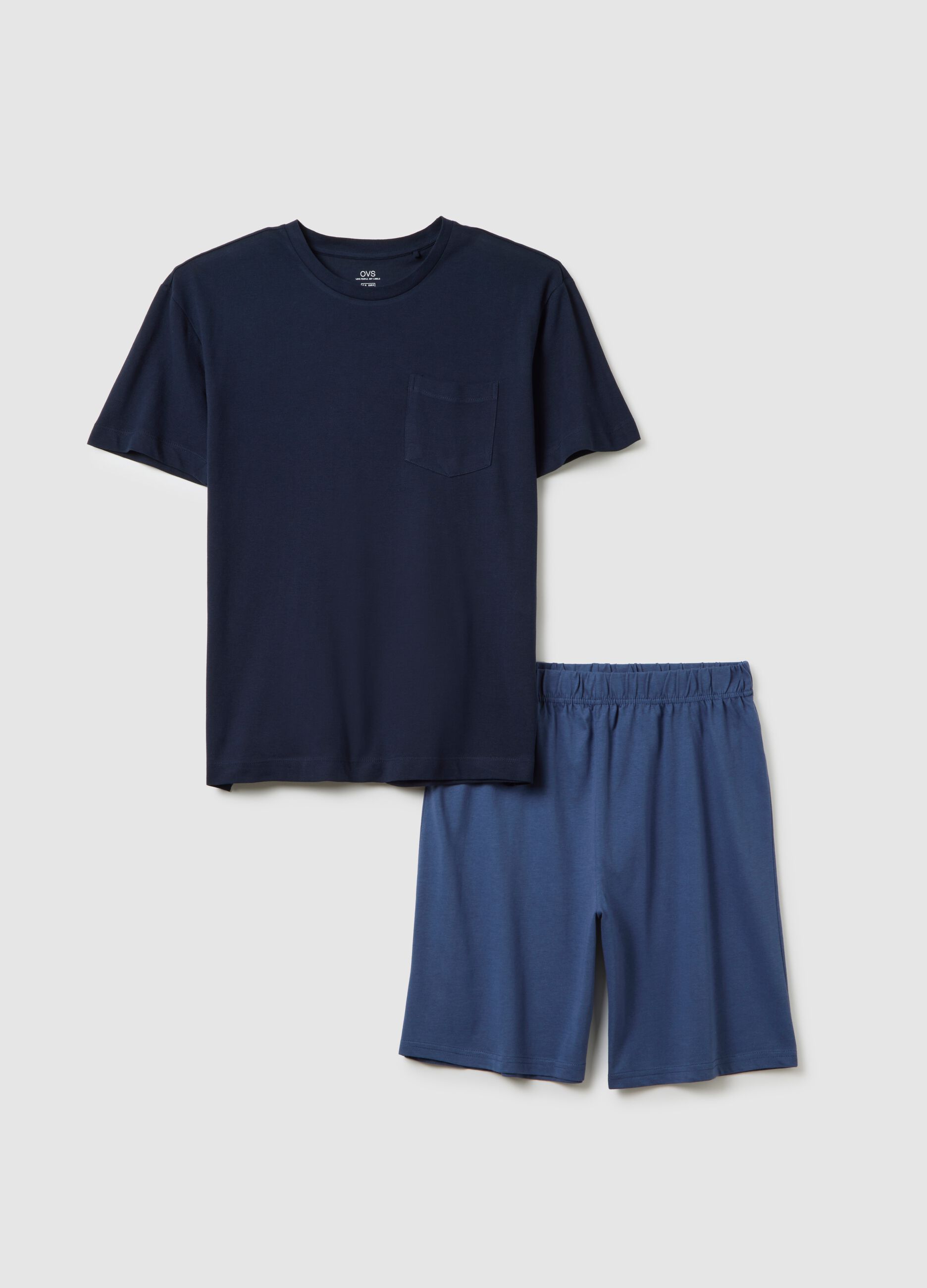 Men's blue cotton regular fit t-shirt and bermuda shorts set