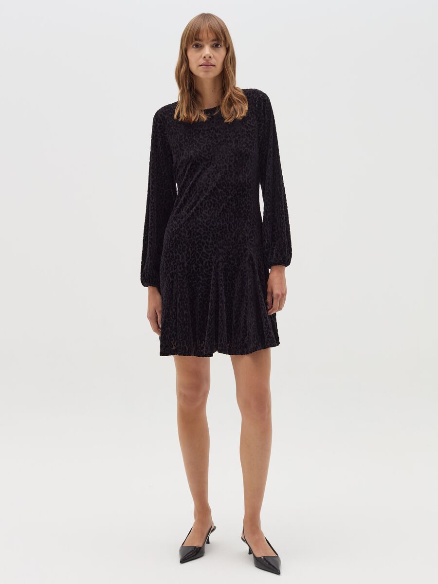 Midi dress in animal print velvet devoré_0