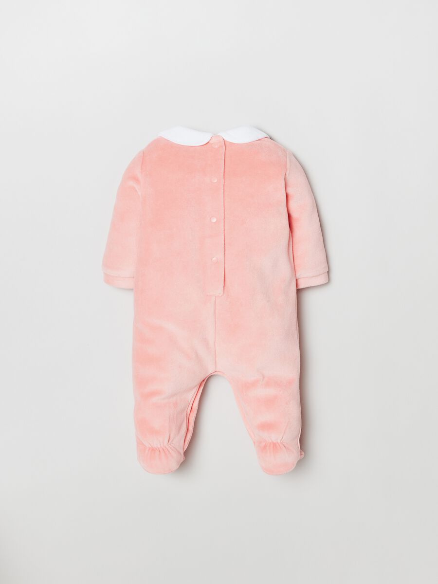 Tutina in velour con piedini ricamo Minu_1