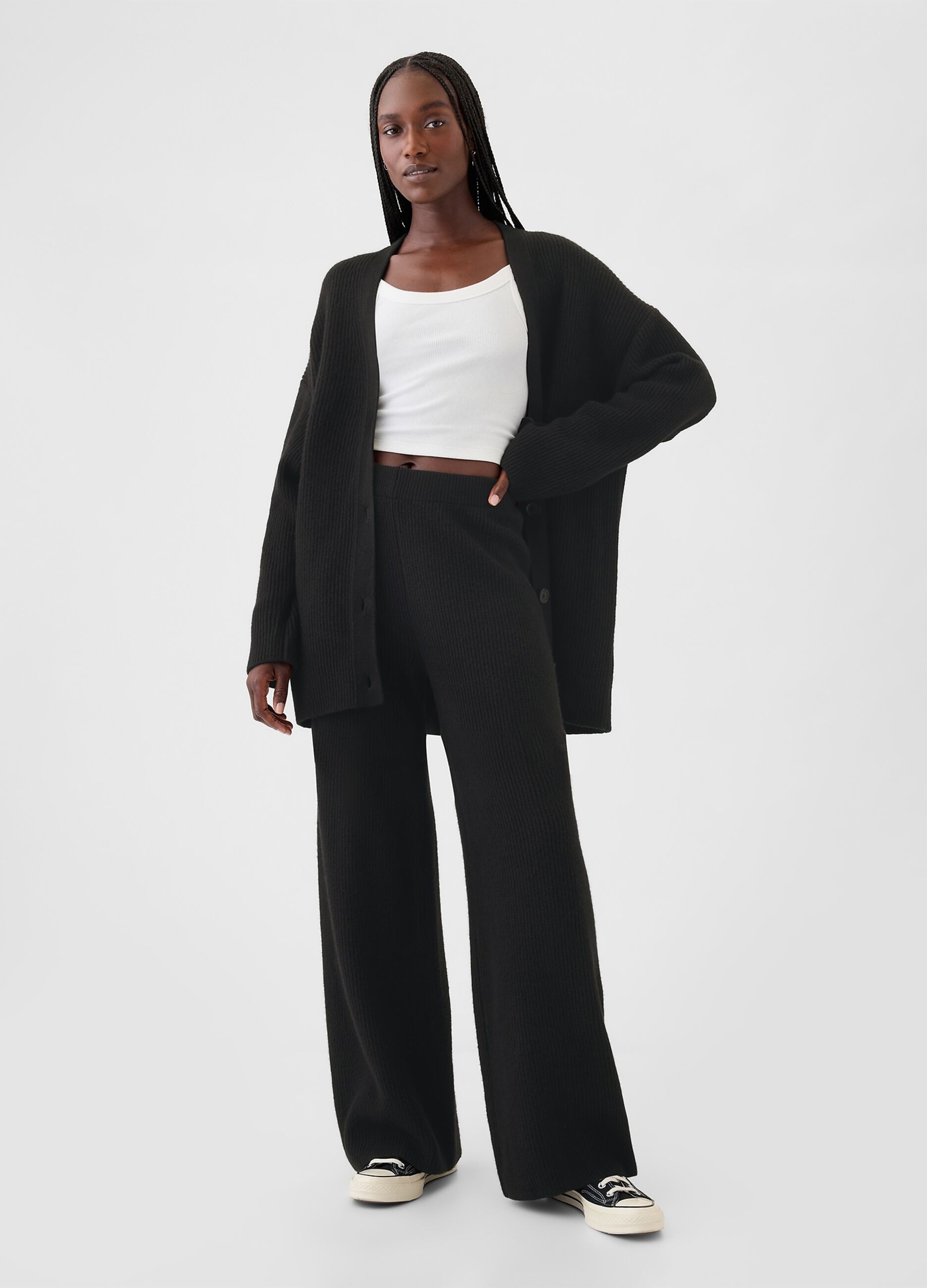 Ribbed wide-leg trousers