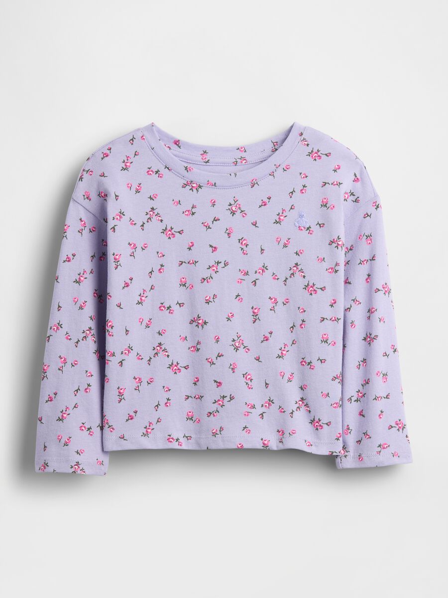 Purple cotton long-sleeve T-shirt for girls_0