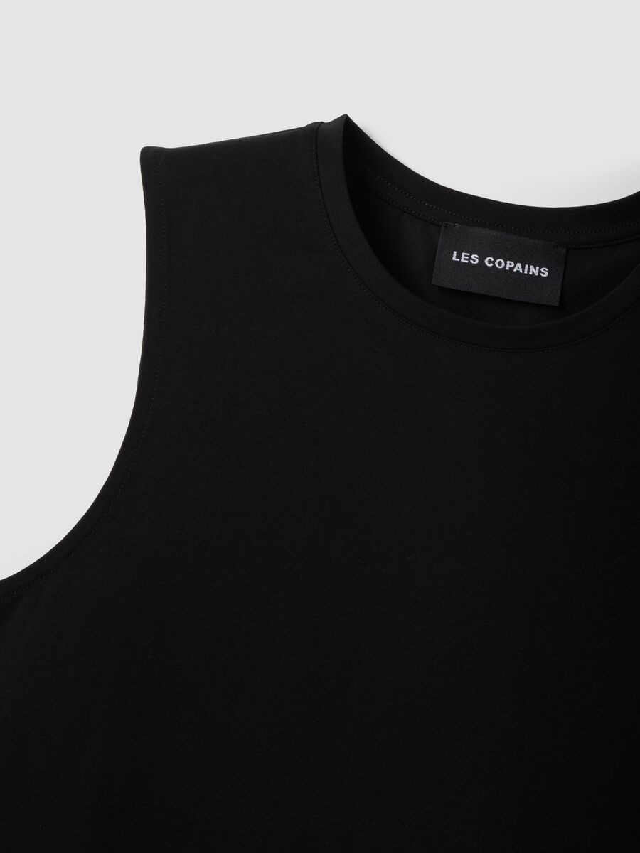 Black cotton-blend tank top_5
