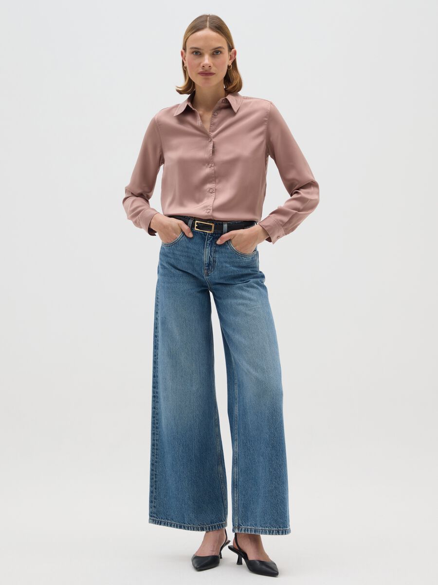 Pink satin shirt regular fit_1