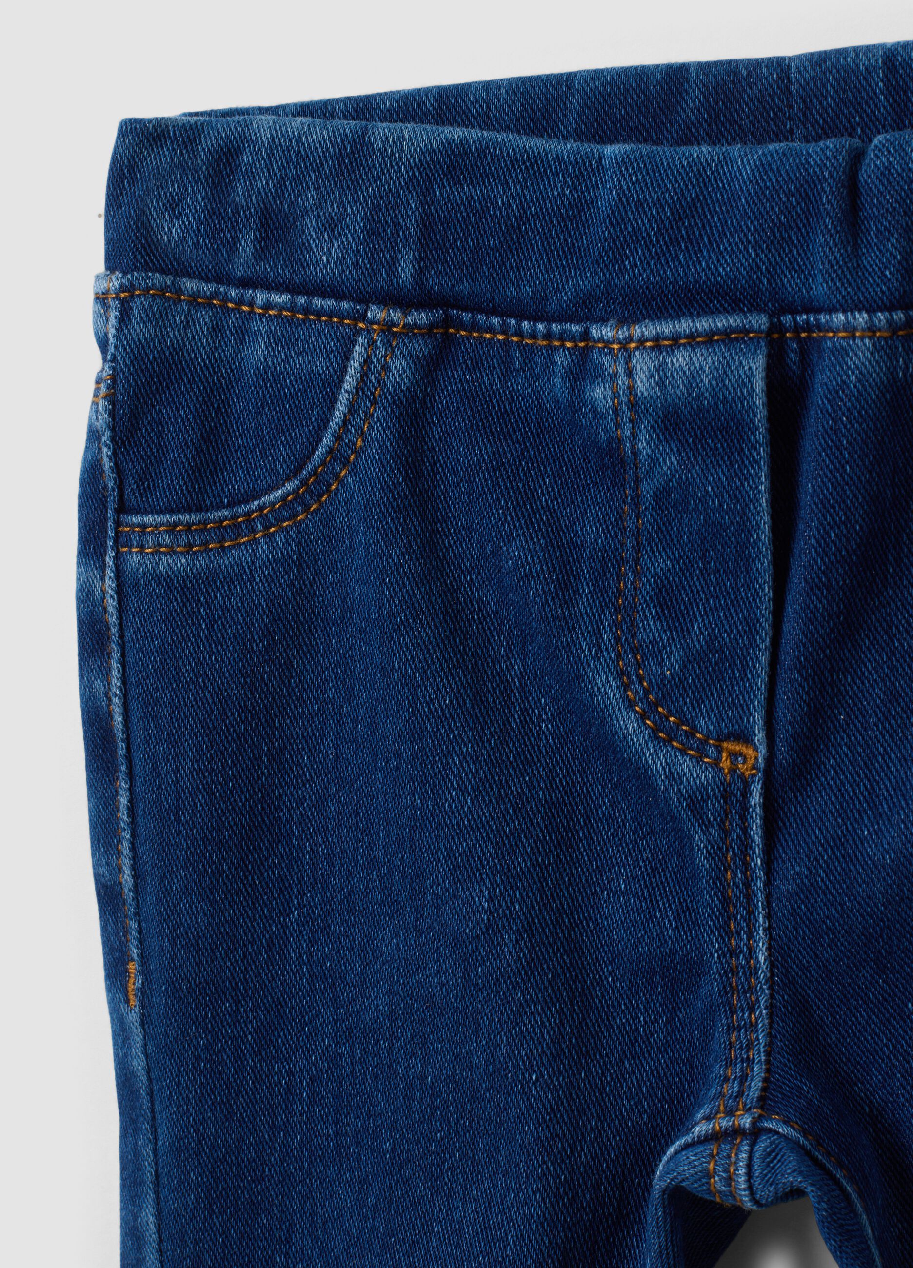Jeggings blu in cotone elasticizzato flare fit per bimba