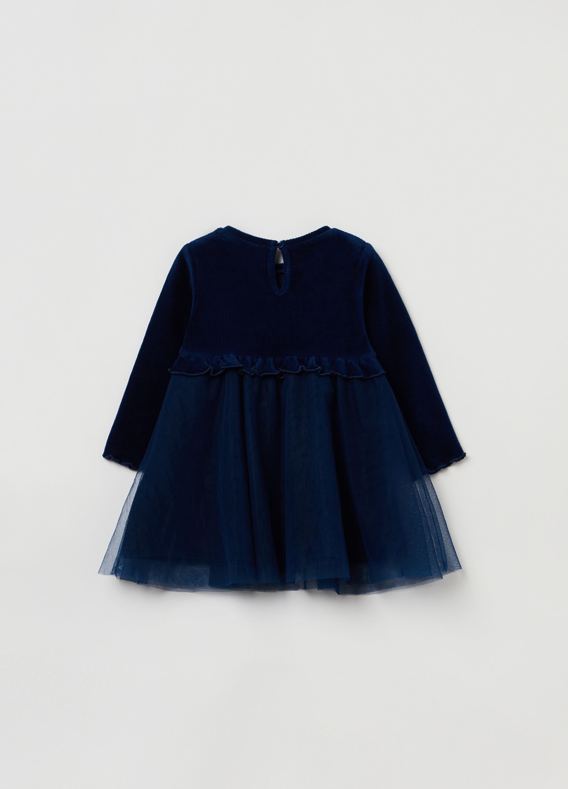 Vestitino in corduroy con gonna in tulle_1