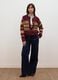 Red crew-neck jacquard wool-blend cardigan, regular fit_1