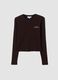 T-shirt marrone in puro cotone con lettering sul petto_4