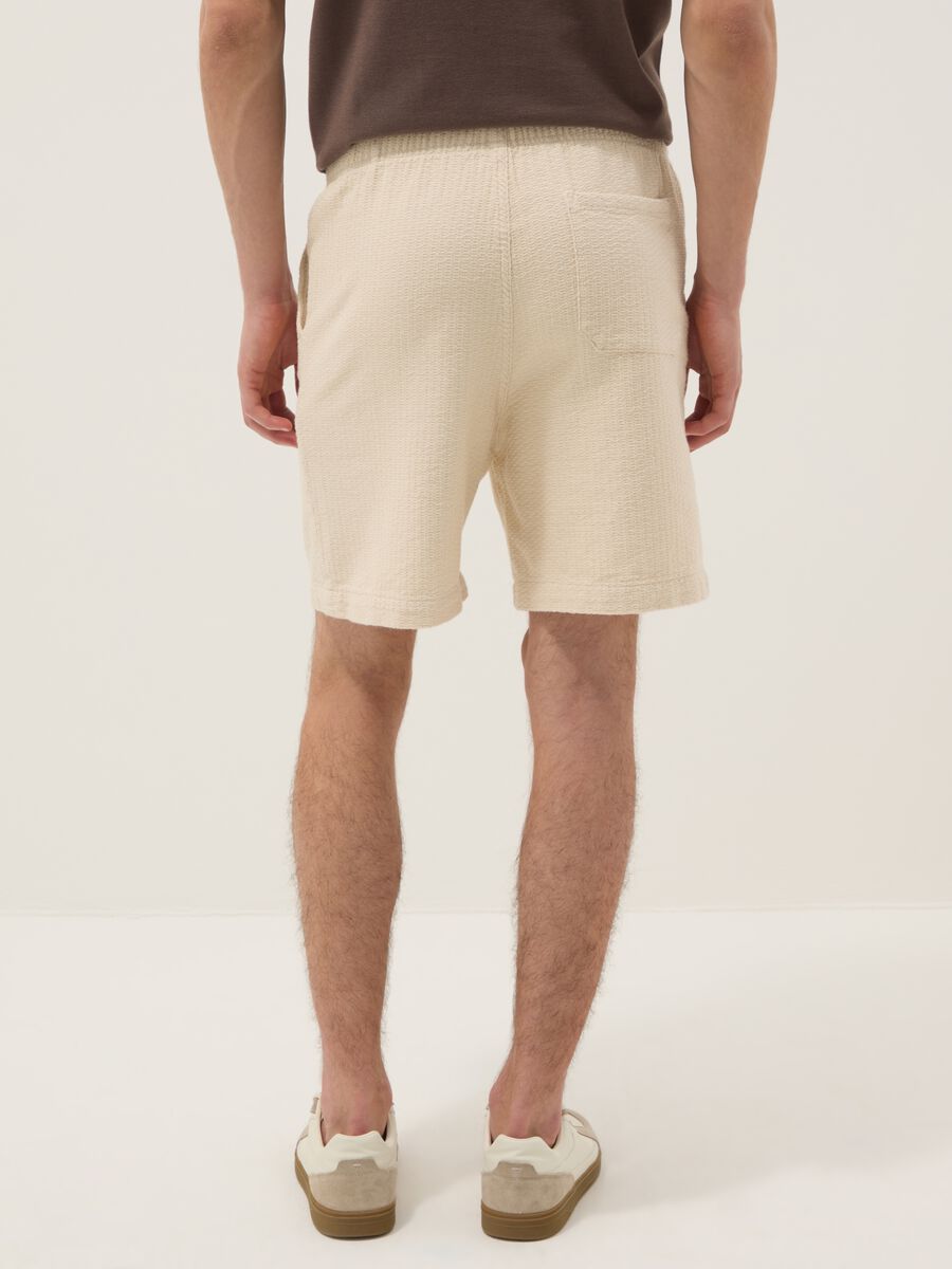 Beige pure cotton Bermuda shorts_2