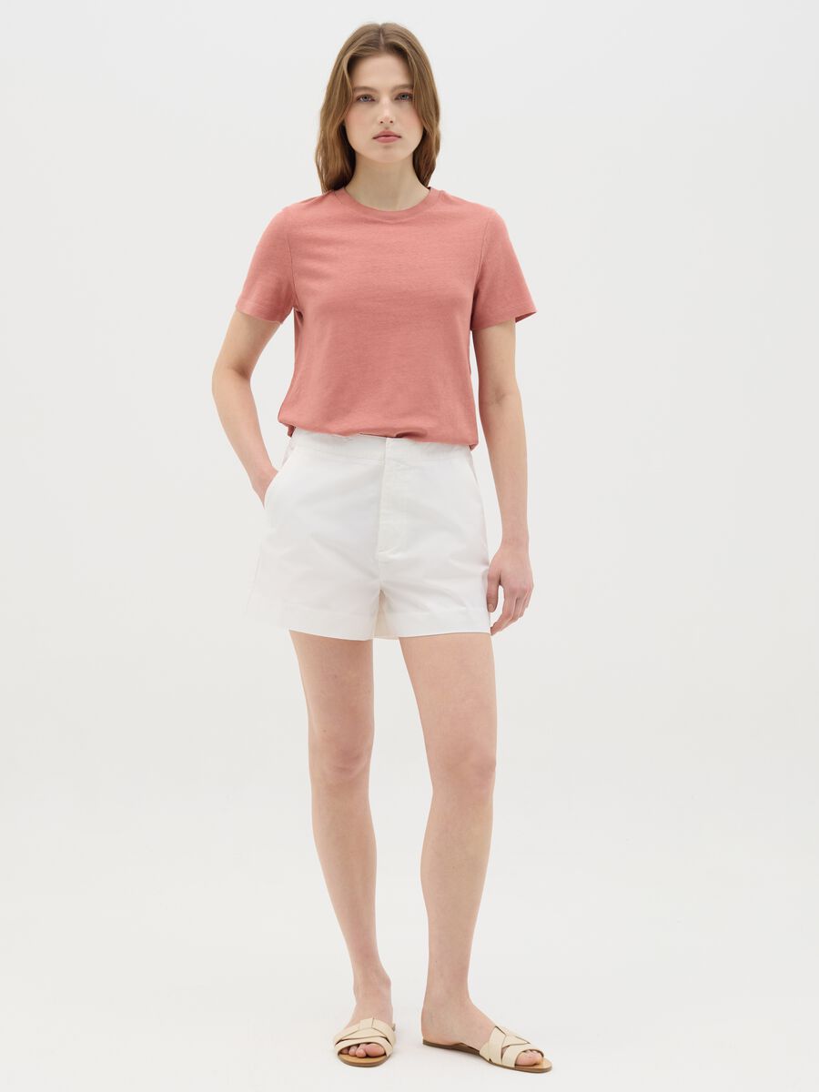 Pink cotton and linen T-shirt_1