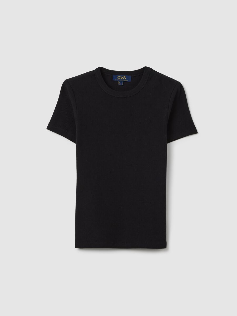 Black Stretch Short Sleeve T-shirt Ovs_4