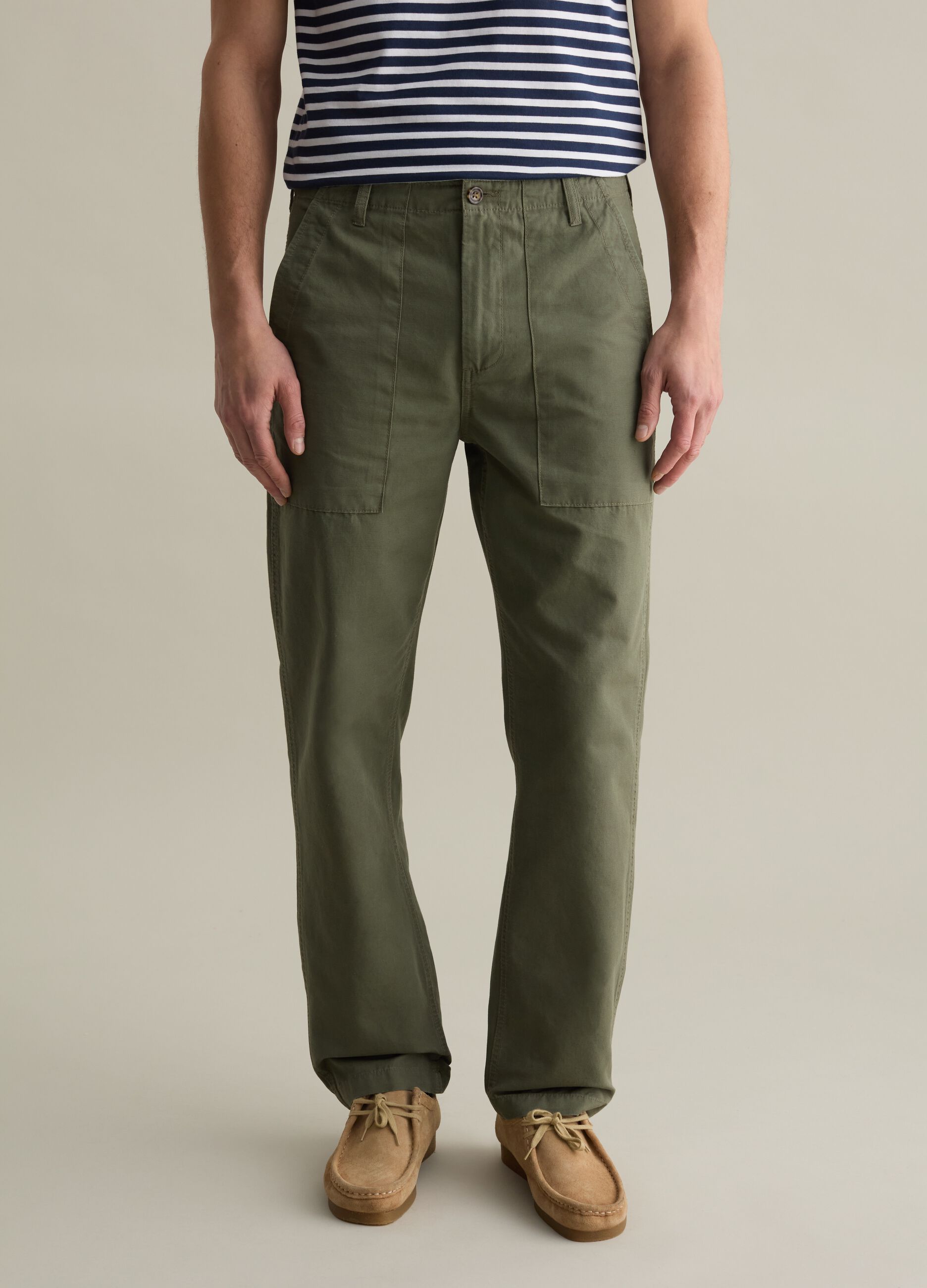 Pantalone chino in cotone e lino