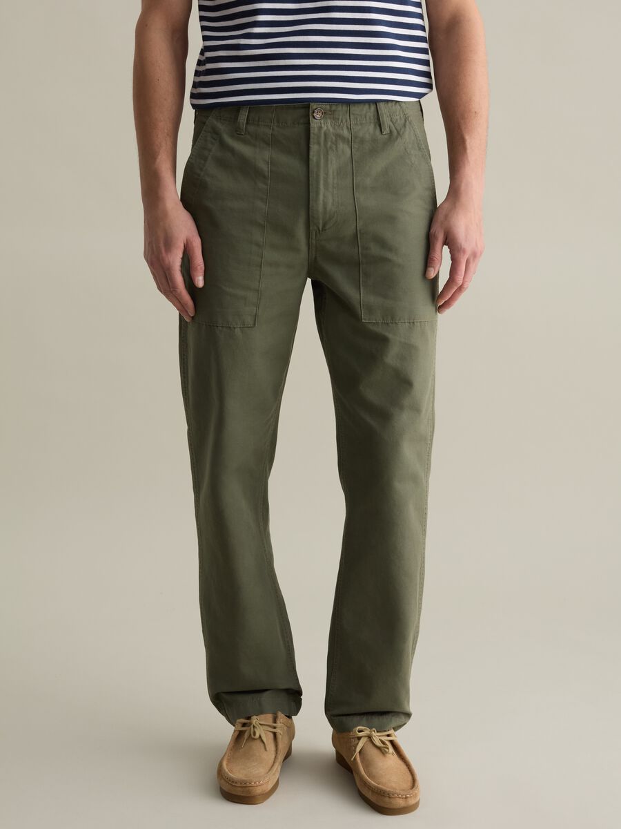Chino trousers in cotton and linen_1